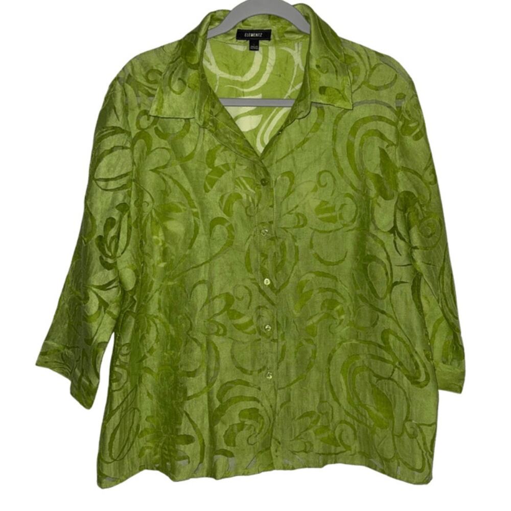 Elementz Unique Design Button Up Linen Top Large - image 1
